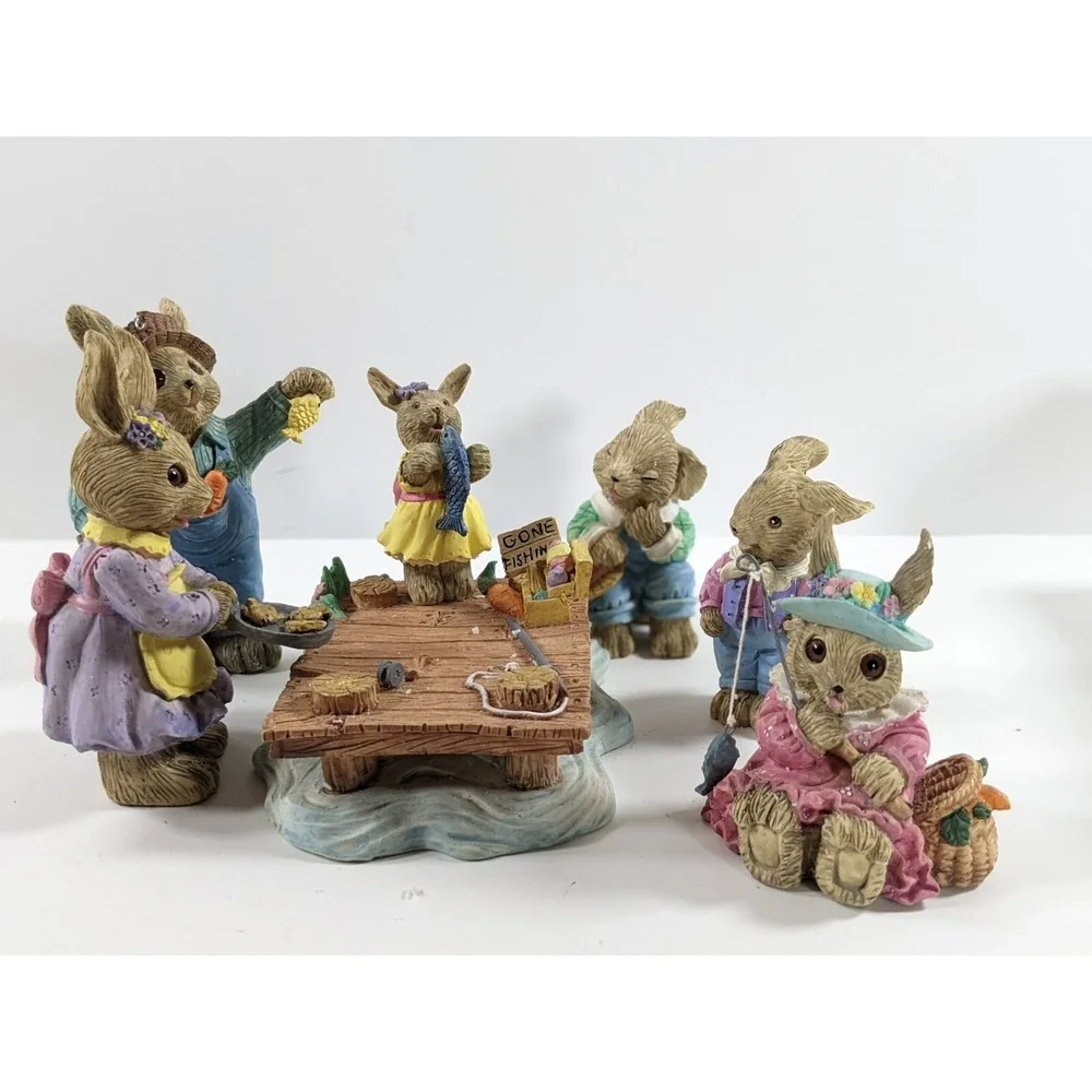 Mervyn's 7 Pc Bunny Fishing Set Collection Easter‎ Vtg Original Box RARE  1995